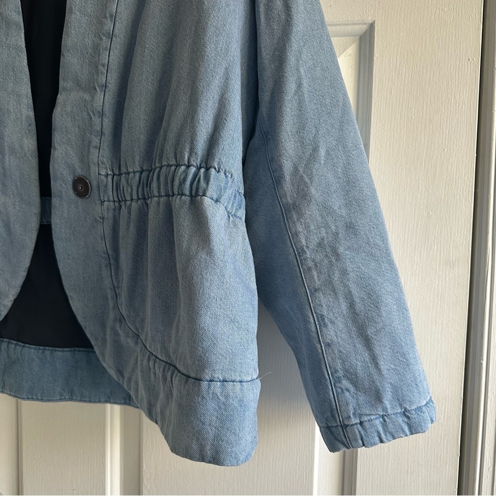 Pure Jill Indigo Curved-Hem Jacket Denim Petite Large Moonstone Wash - Picture 7 of 11